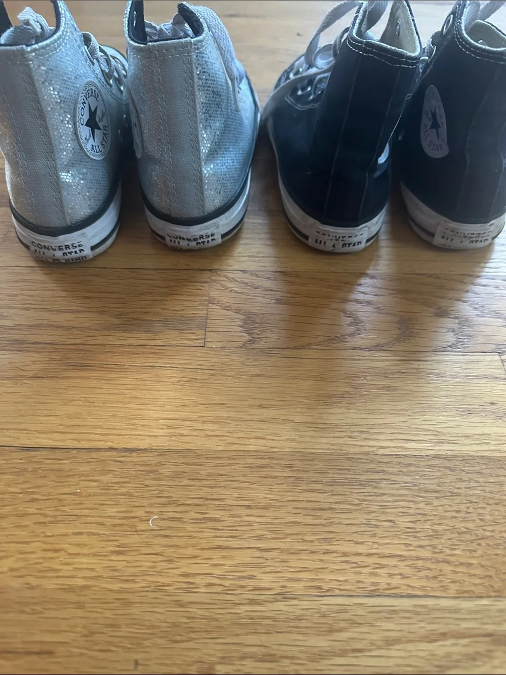 Converse Kids High-Top Sneakers in Black and Silver Glitter size 13